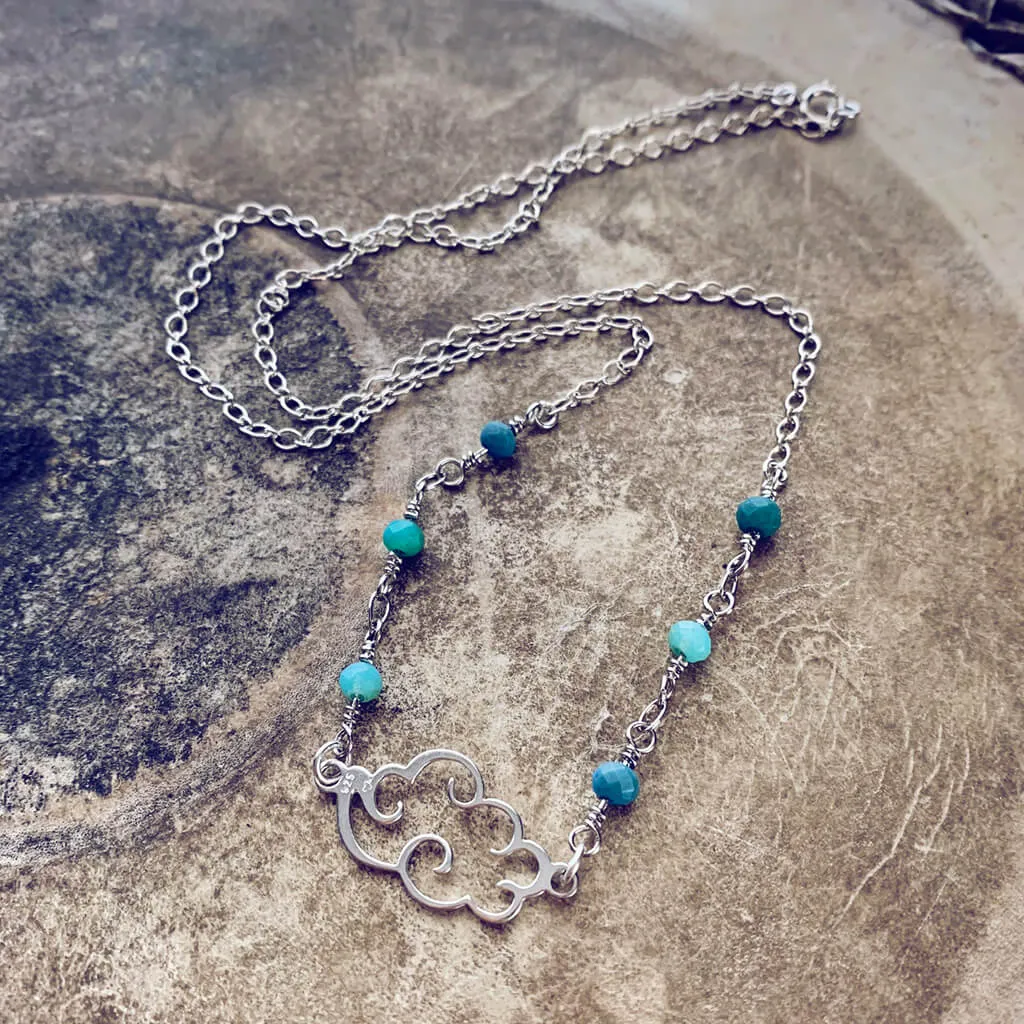 cloud 9 // sterling silver and czech glass bead choker necklace