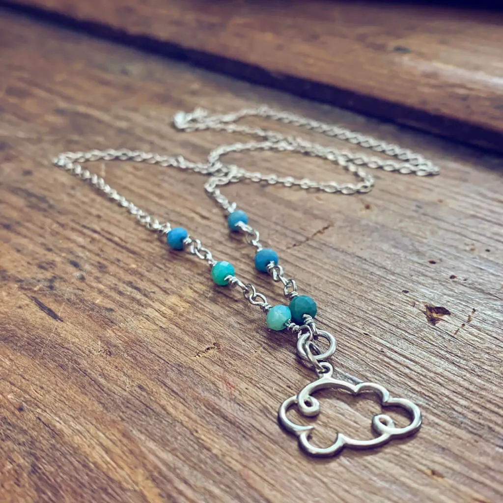 cloud 9 // sterling silver and czech glass bead choker necklace