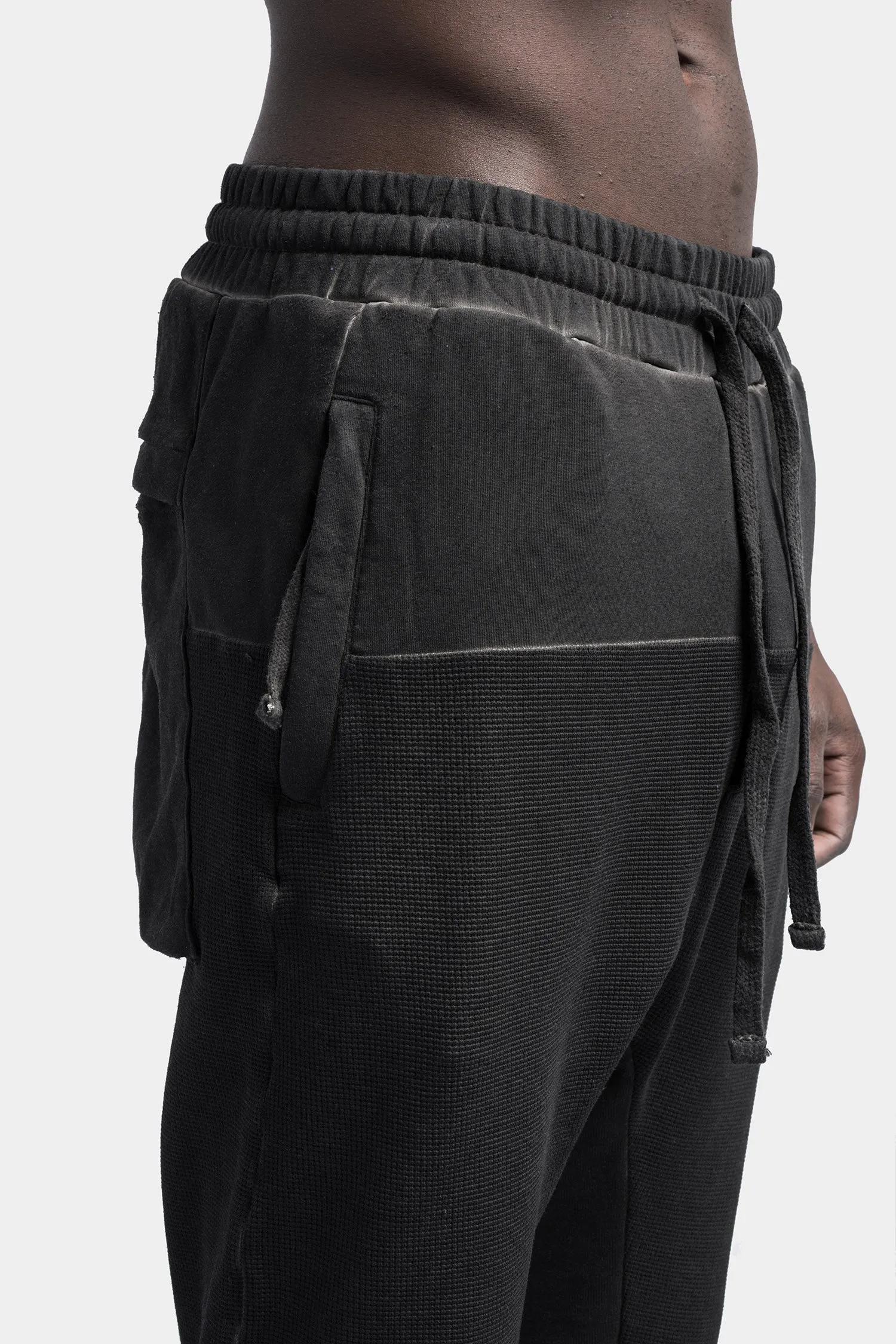 Contrast cotton sweatpants, Black oil