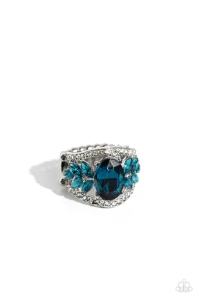 Cosmic Clique Blue Rhinestone Ring - Paparazzi Accessories