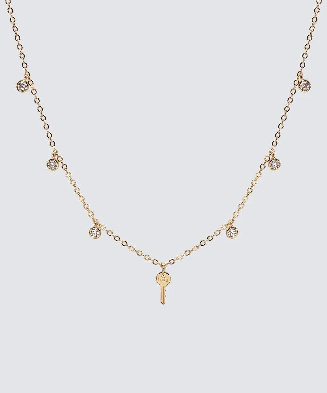 Crystal Droplet   Mini Key Necklace