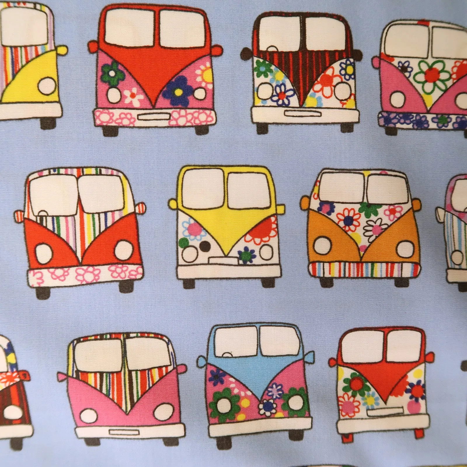 Cute Bus Print Fabrics for Kids Blanket Cover - Red, Green, Purple