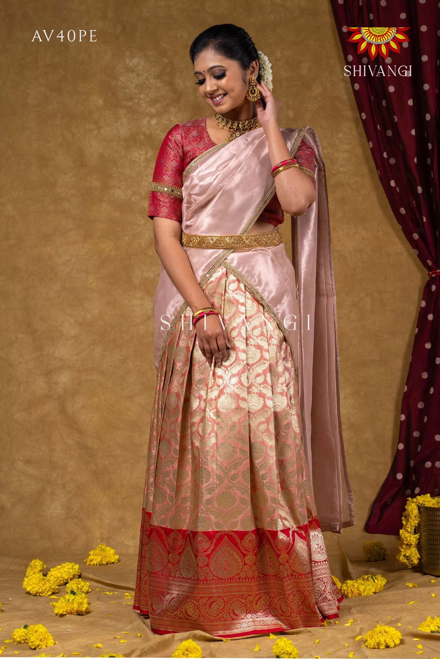 Diwali Collection - Golden Diya Half saree !!!