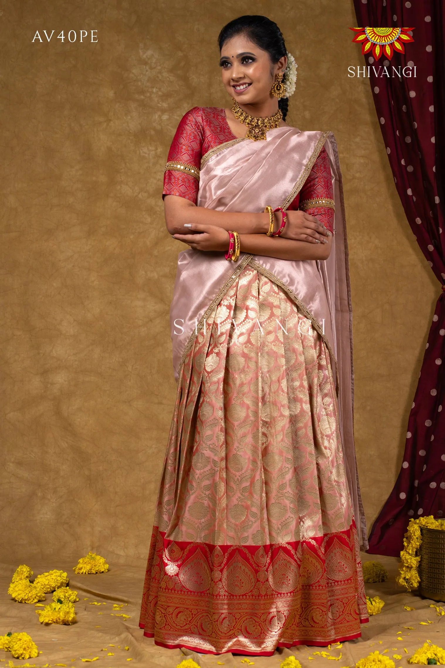 Diwali Collection - Golden Diya Half saree !!!