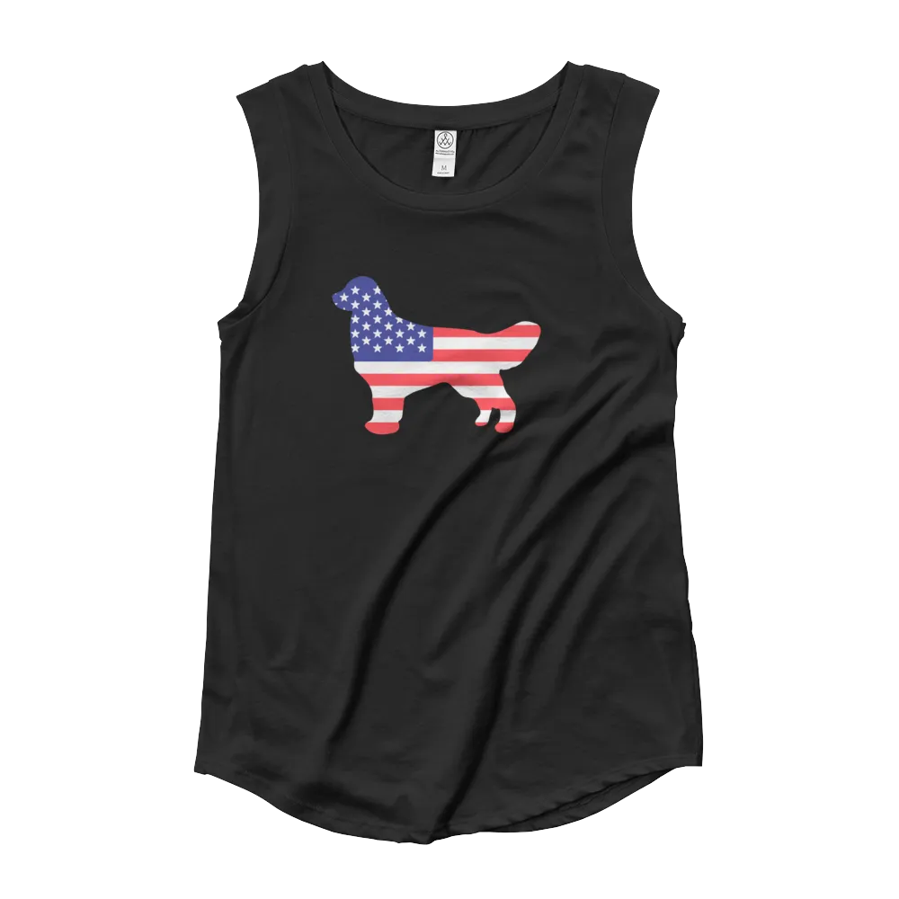 Dog Bless America Ladies’ Cap Sleeve T-Shirt