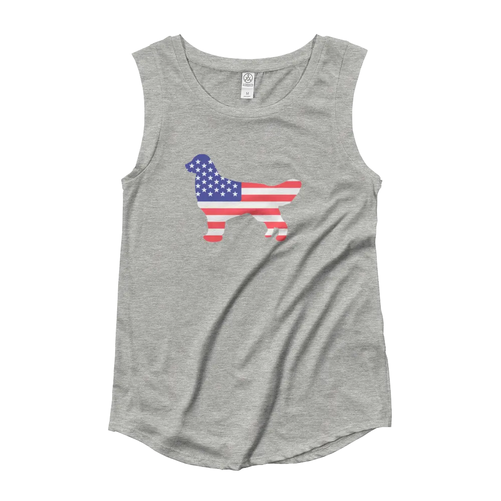 Dog Bless America Ladies’ Cap Sleeve T-Shirt