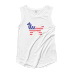 Dog Bless America Ladies’ Cap Sleeve T-Shirt