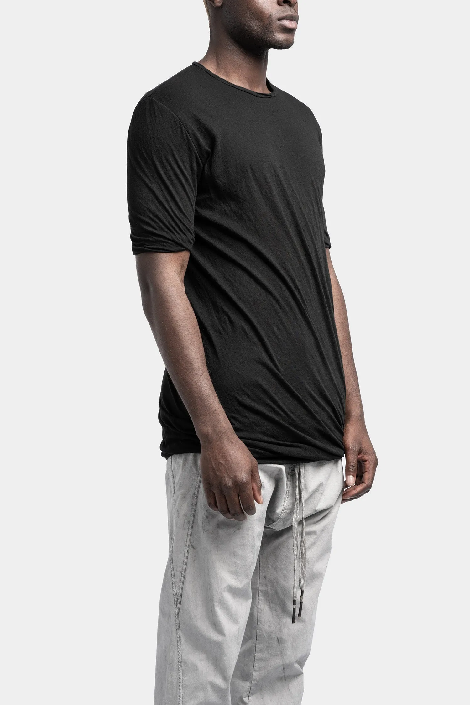 Double layer lightweight cotton tee, Black