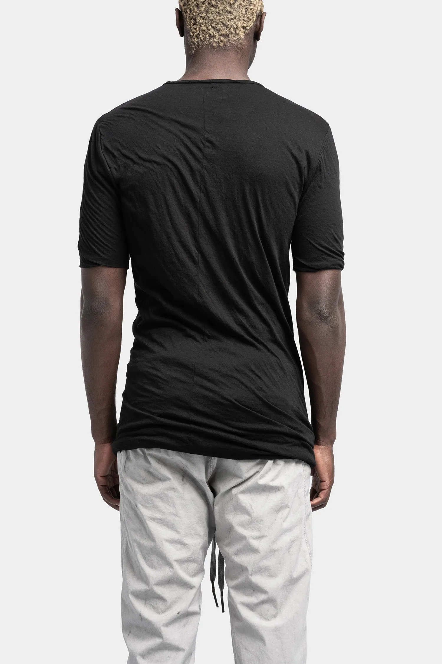 Double layer lightweight cotton tee, Black