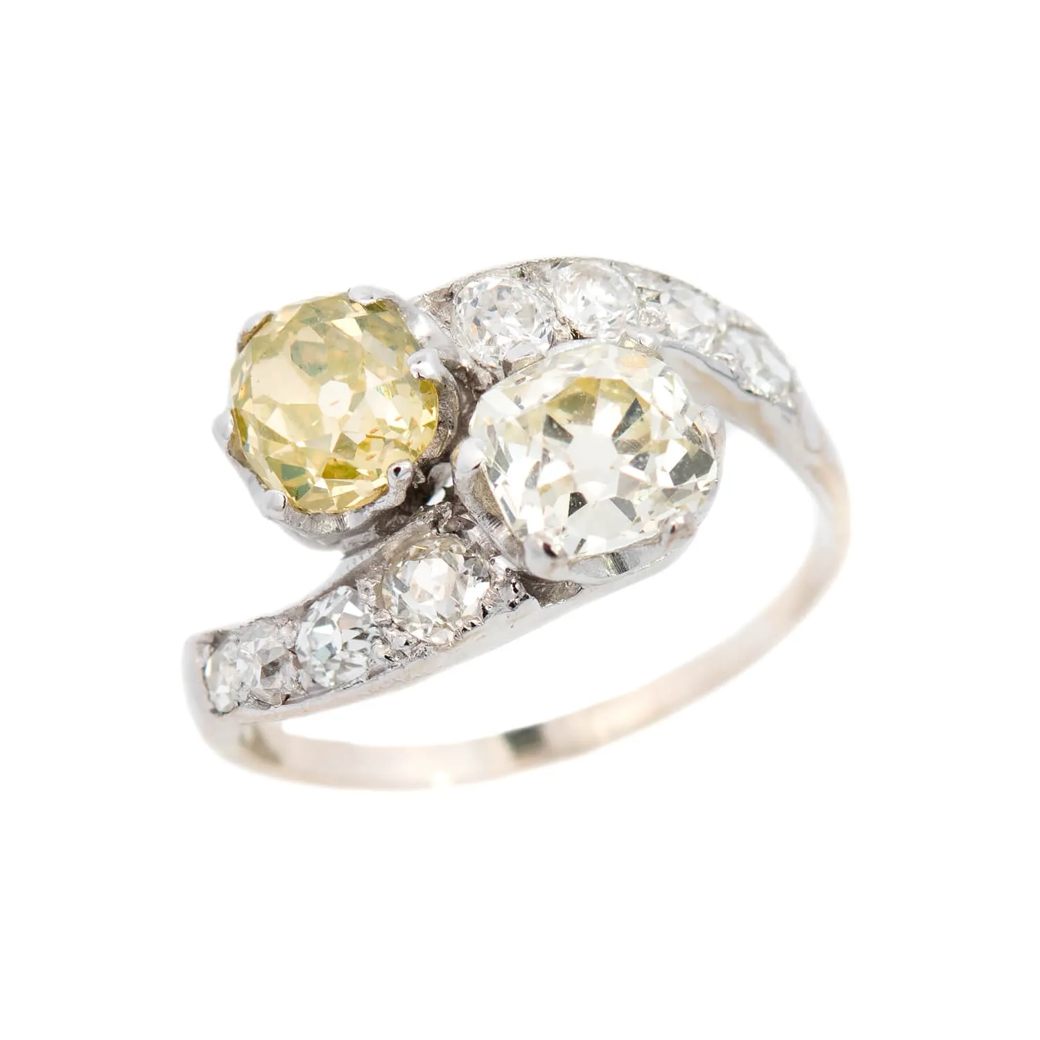 Edwardian 18k "Moi et Toi" Bypass Diamond Ring 2.85ctw