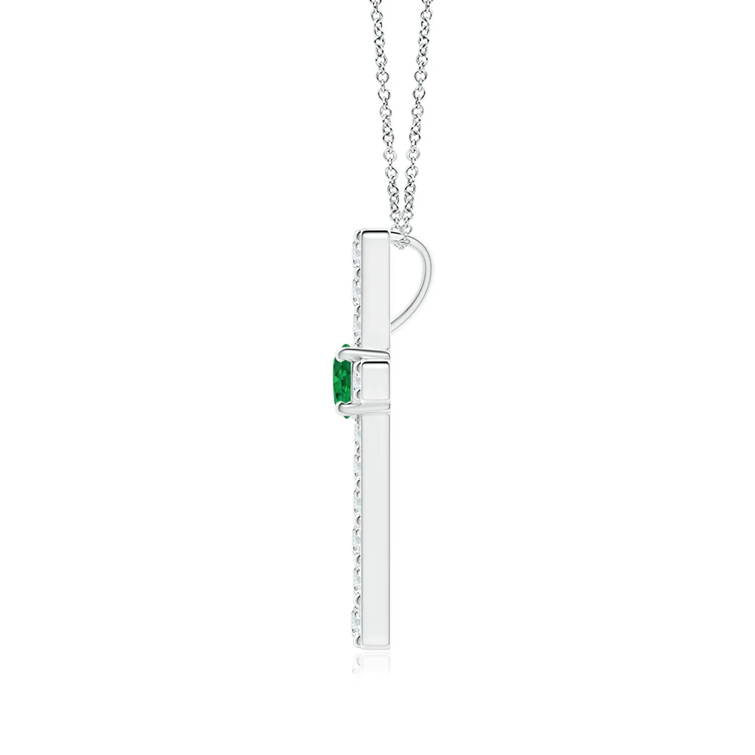 Emerald and White Sapphire Cross Pendant