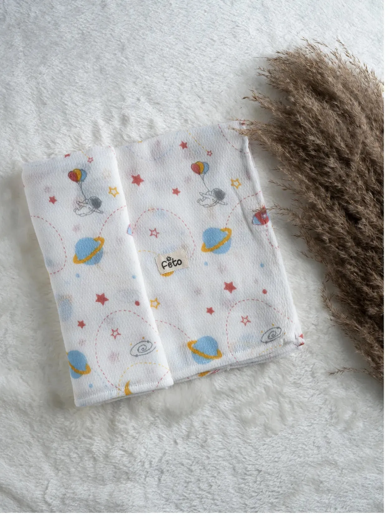 FETO COTTON MUSLIN SWADLE WRAP - FLY ROCKET