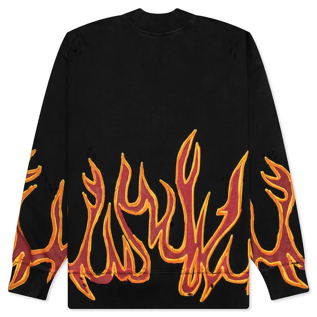 GD Graffiti Flames Crewneck - Black/Red