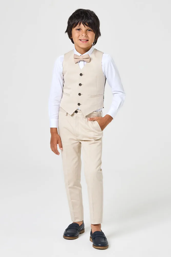 George 4 Button Vest - Sand Cotton