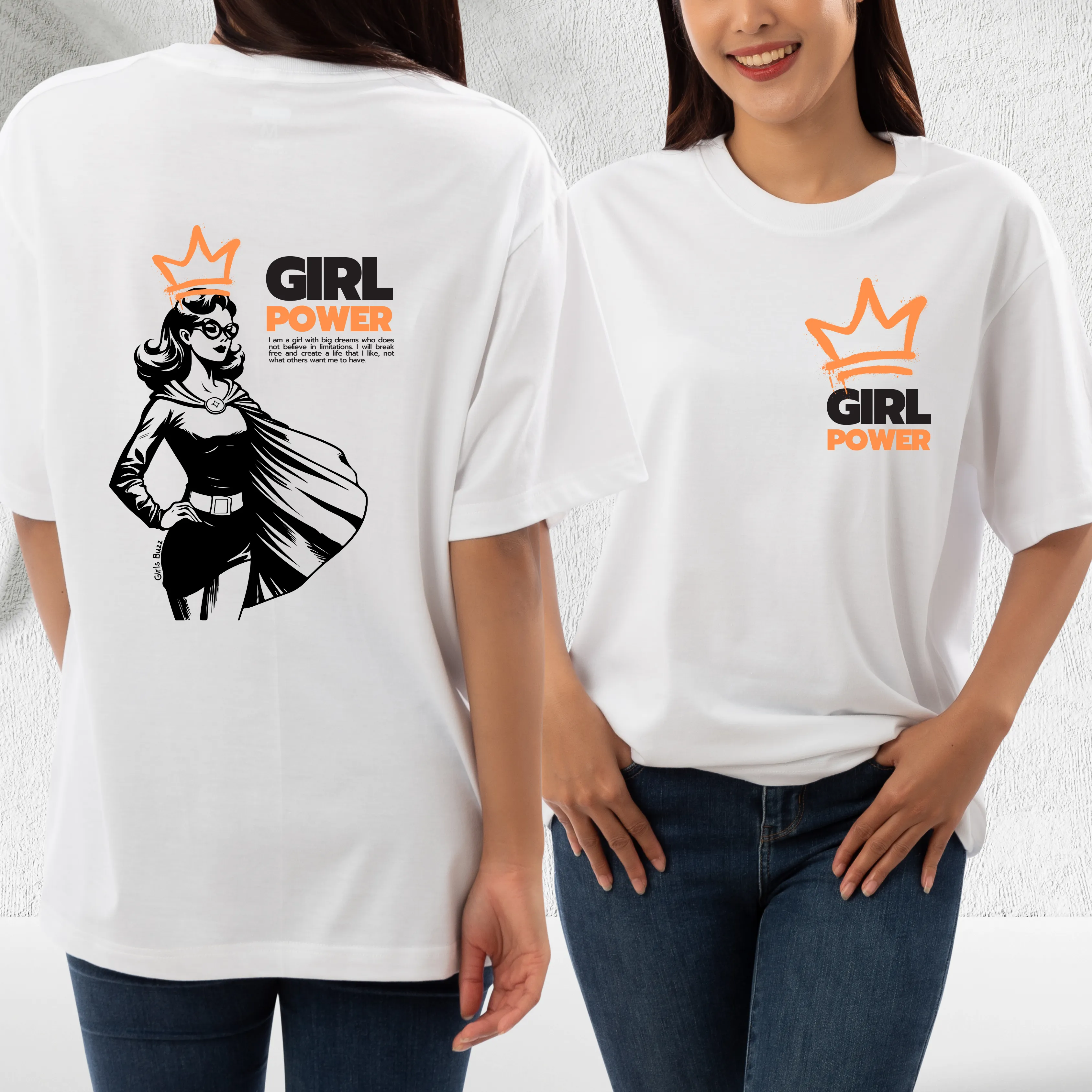 Girl Power Back Printed Oversized Tee