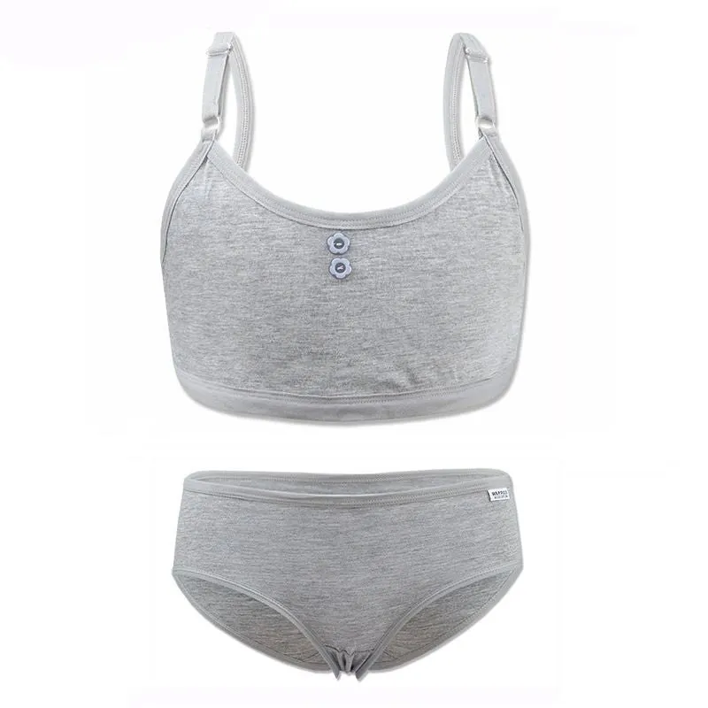 Girls Bra Cotton Underwear for Teenager Training Bra Set for Student Puberty Vest 8-14Years