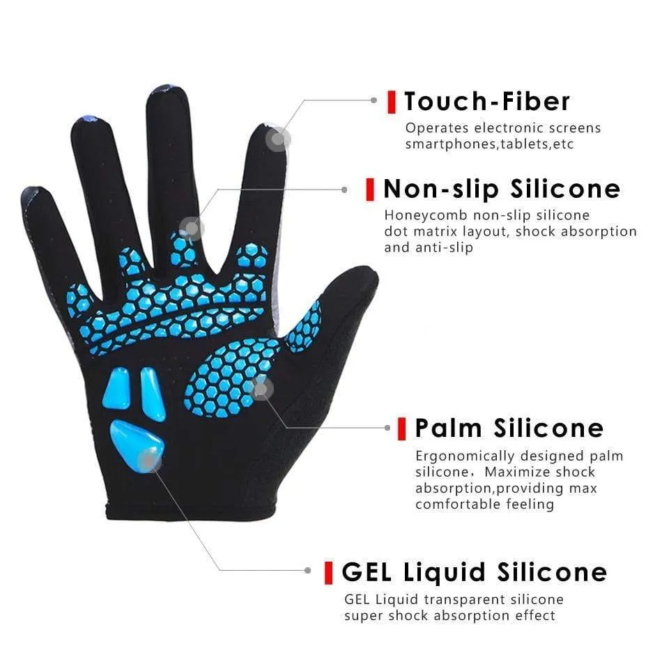 Gloves Cycling Touch Screen GEL Bike Sport Shockproof Road Full Finger Bicycle Glove For Men Woman MICCGIN