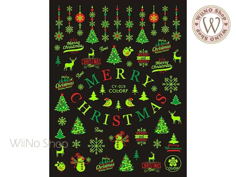 Glow in the Dark Christmas Adhesive Nail Art Sticker - 1 pc (CY-019)