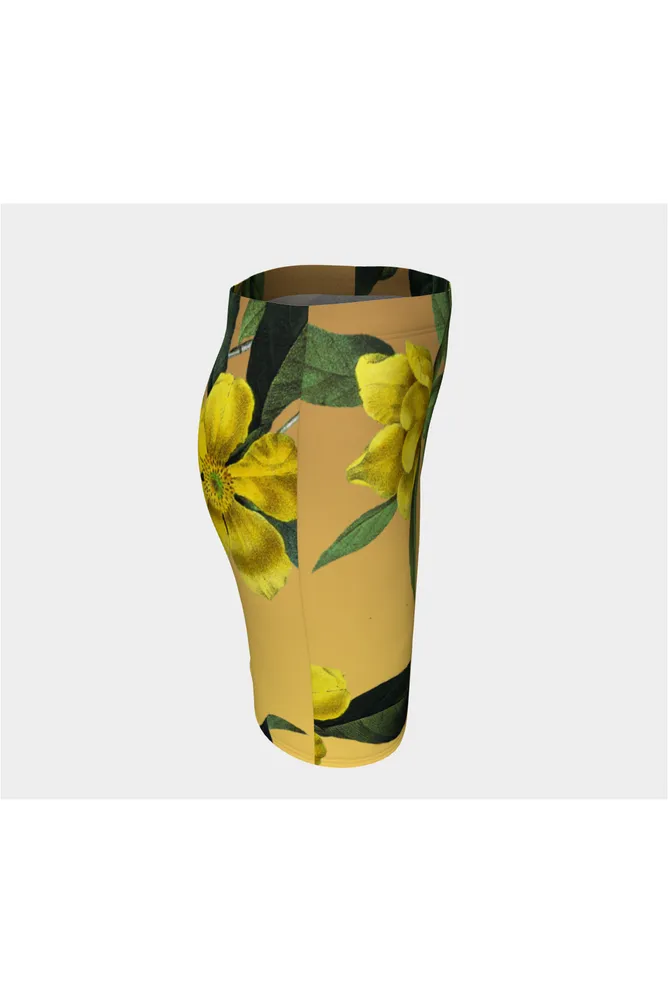 Golden Christmas Rose Fitted Skirt