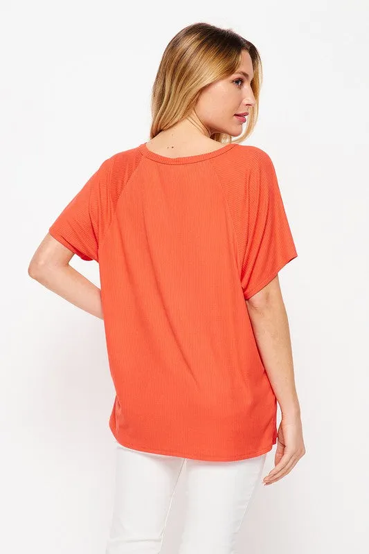 Honeyme Solid Dolman Short Sleeve