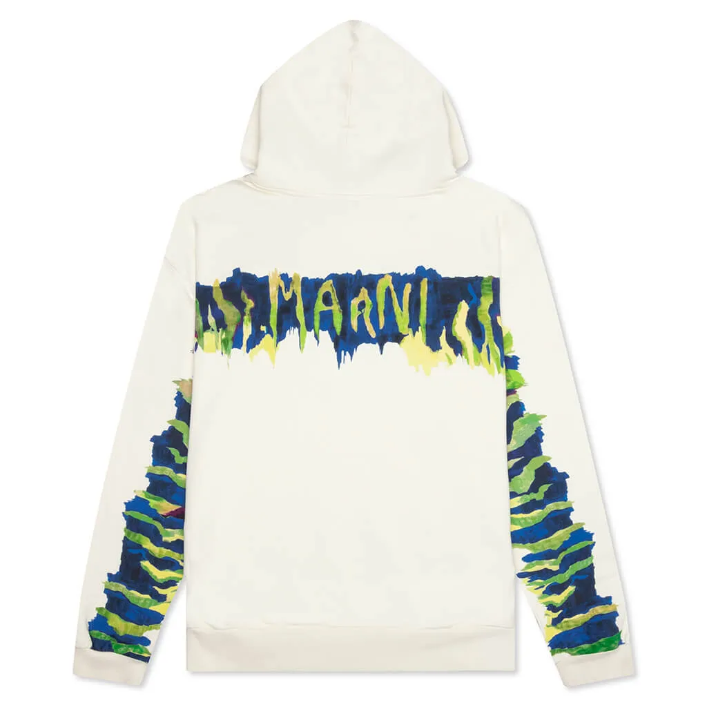 Hooded Brushed Logo Sweatshirt - Stone White