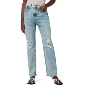 Hudson Womens Jade High Rise Distressed Straight Leg Jeans