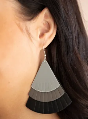 Huge Fanatic Black Leather Earrings