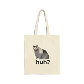 Huh Cat Meme Cotton Canvas Tote Bag