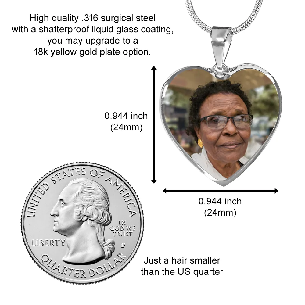 In Memory of your Mom Remembrance Memorial Custom Heart Pendant Photo Necklace