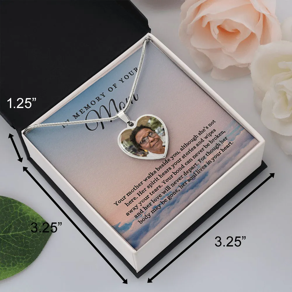 In Memory of your Mom Remembrance Memorial Custom Heart Pendant Photo Necklace