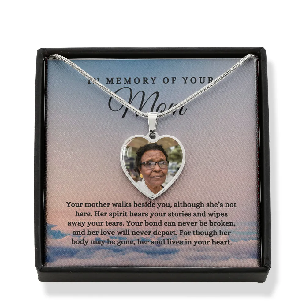 In Memory of your Mom Remembrance Memorial Custom Heart Pendant Photo Necklace