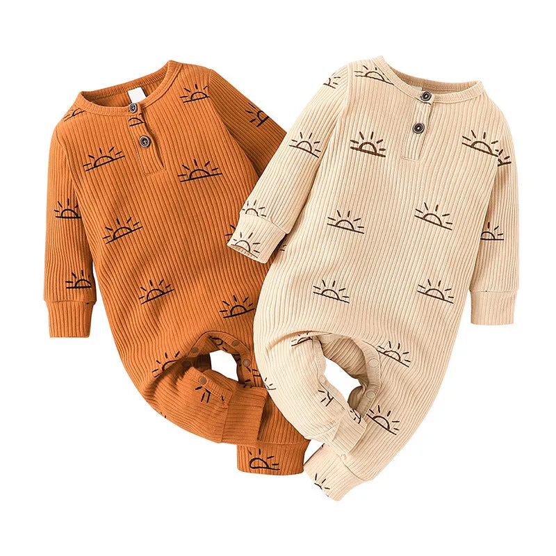 Infant and Toddler Spring and Autumn Long Sleeve Long Leg Romper Set Two Piece Bodysuit