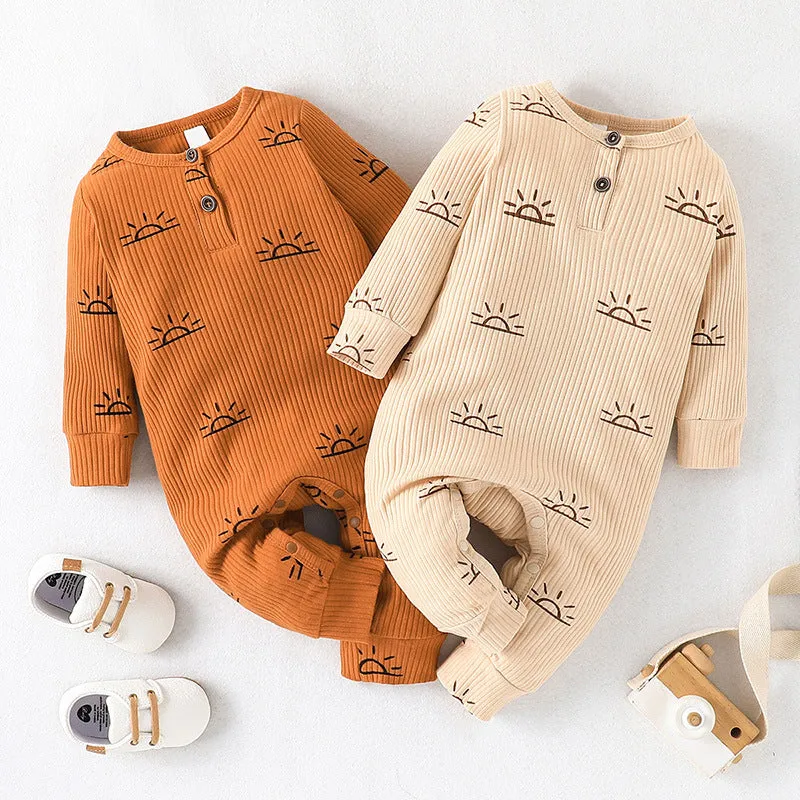 Infant and Toddler Spring and Autumn Long Sleeve Long Leg Romper Set Two Piece Bodysuit