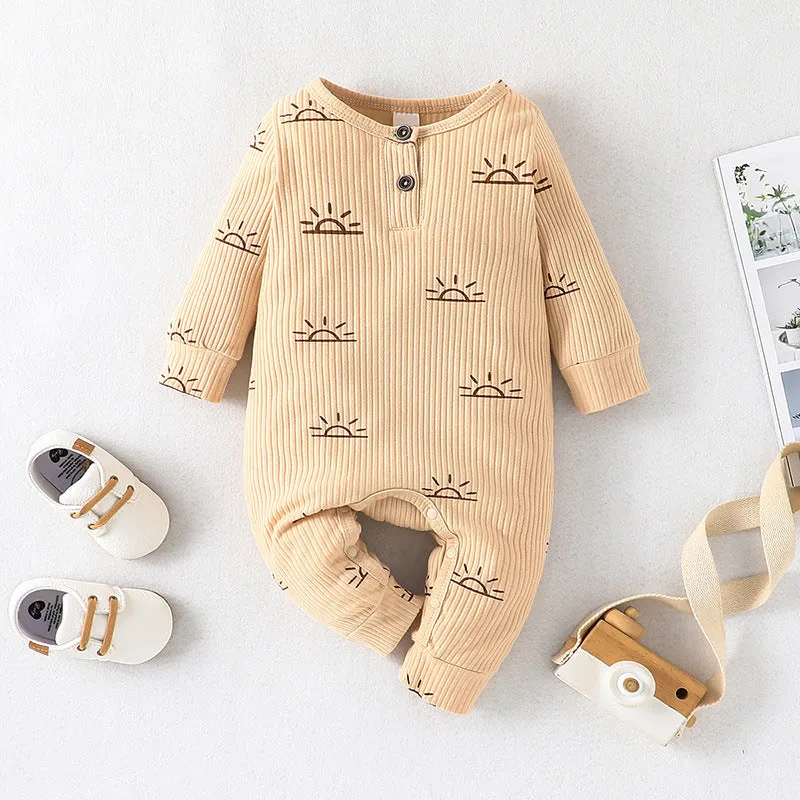 Infant and Toddler Spring and Autumn Long Sleeve Long Leg Romper Set Two Piece Bodysuit