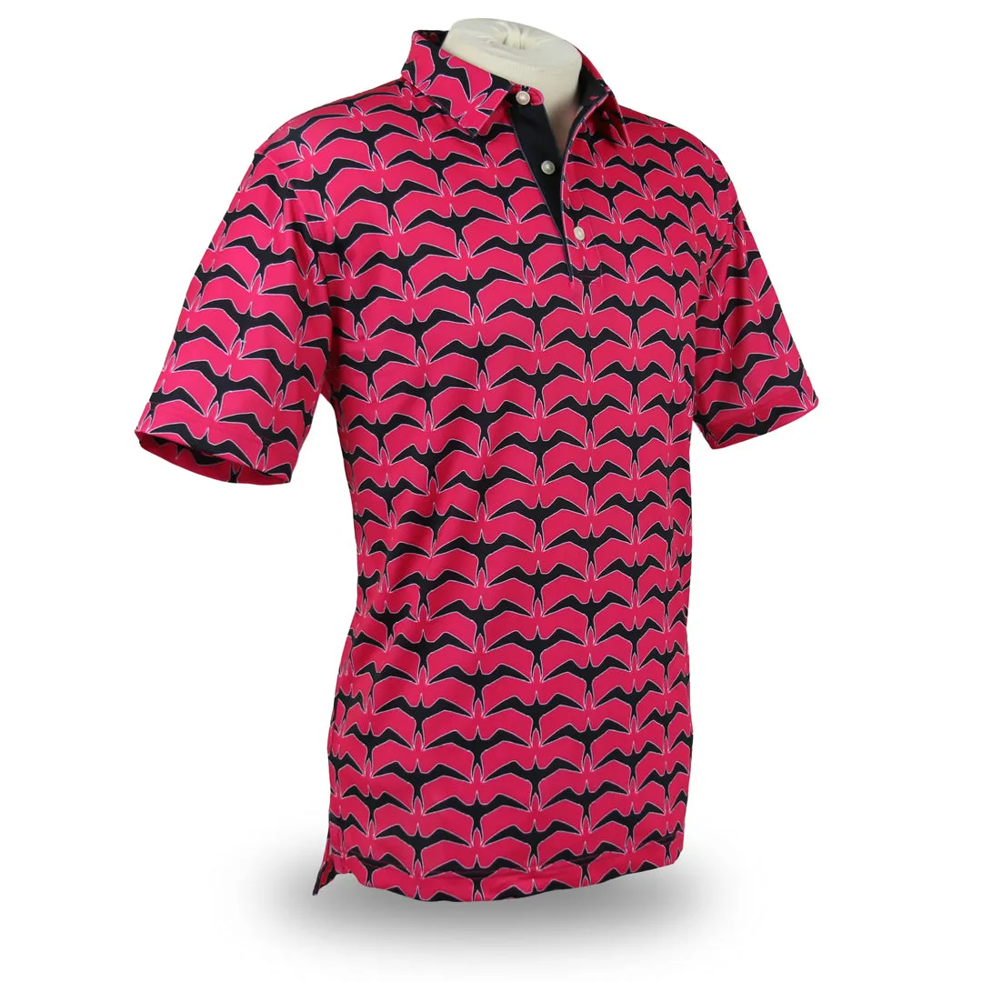 Iwa Flock Pink Sky - OGA Men's Polo - Magenta / Black