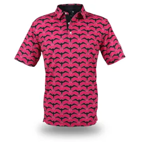 Iwa Flock Pink Sky - OGA Men's Polo - Magenta / Black