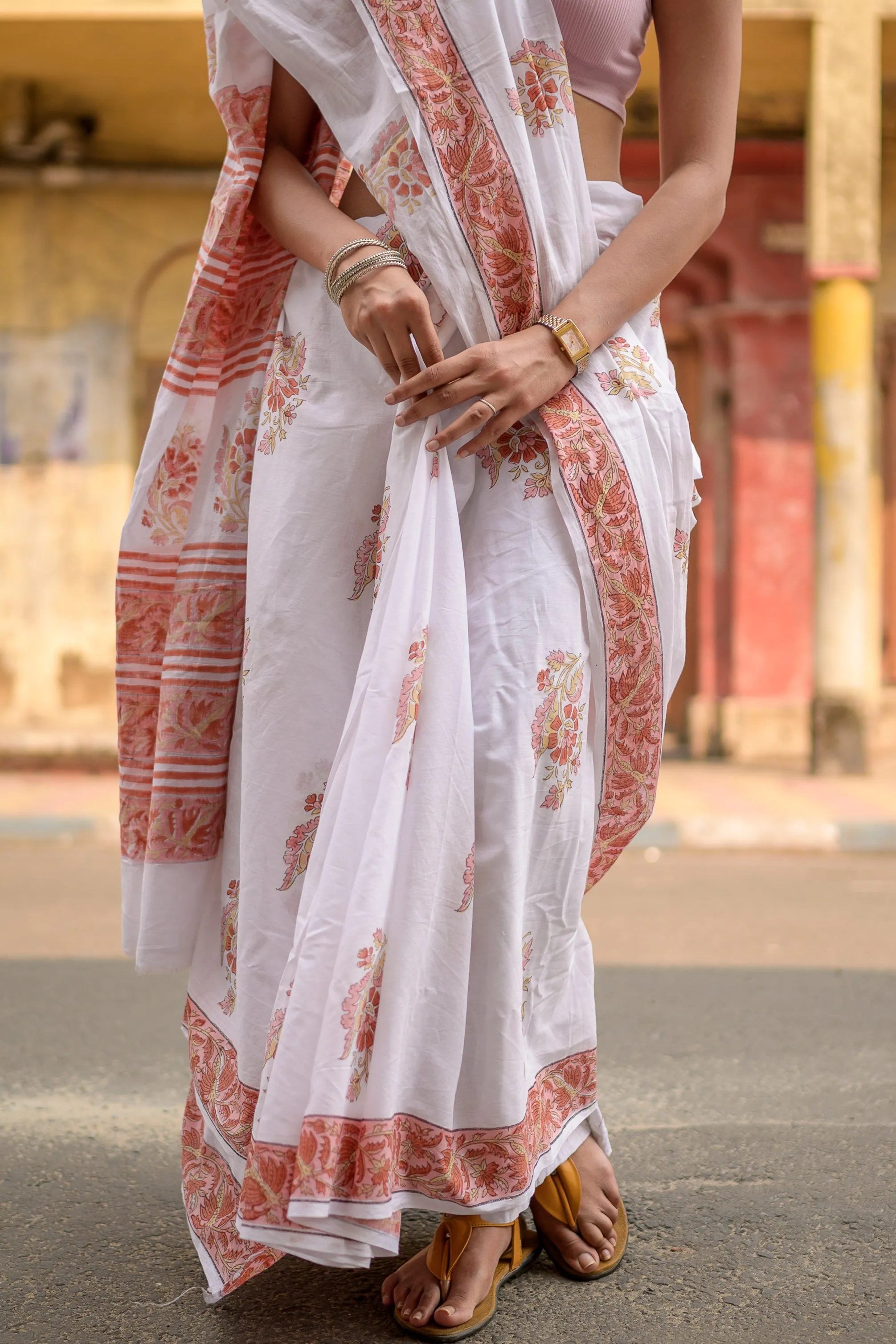 Kaisori Aira cotton hanblockprinted cotton saree 001