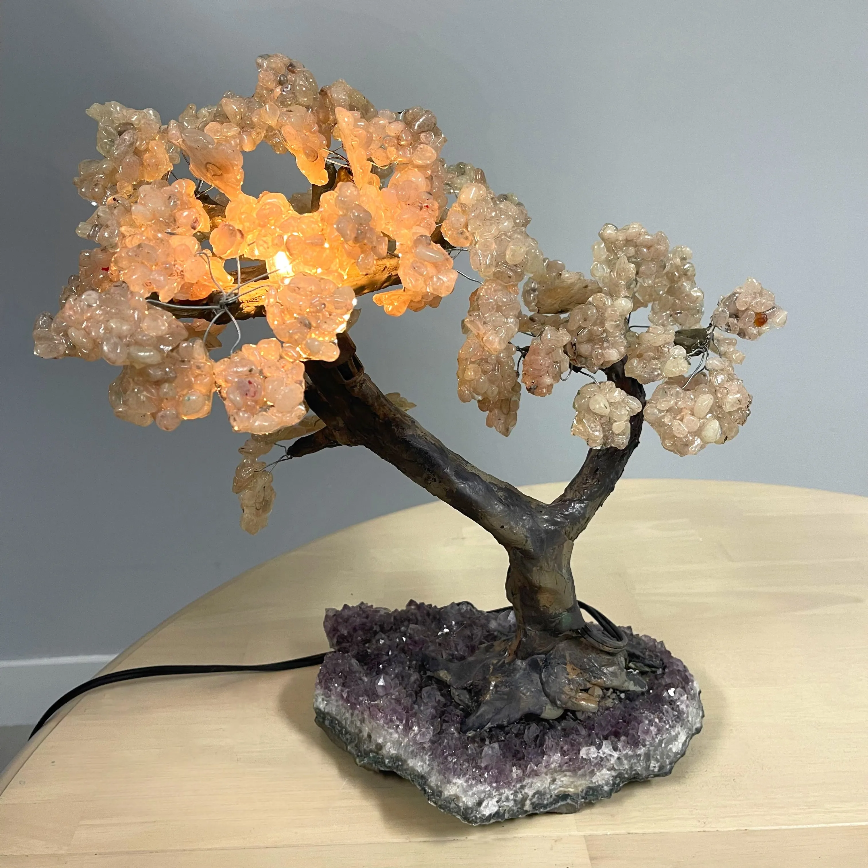 Light Up Rose Quartz Crystal Tree