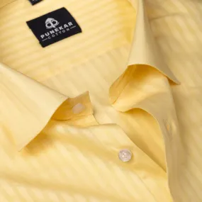 Light Yellow Color vertical Cotton stripe Shirt For Men