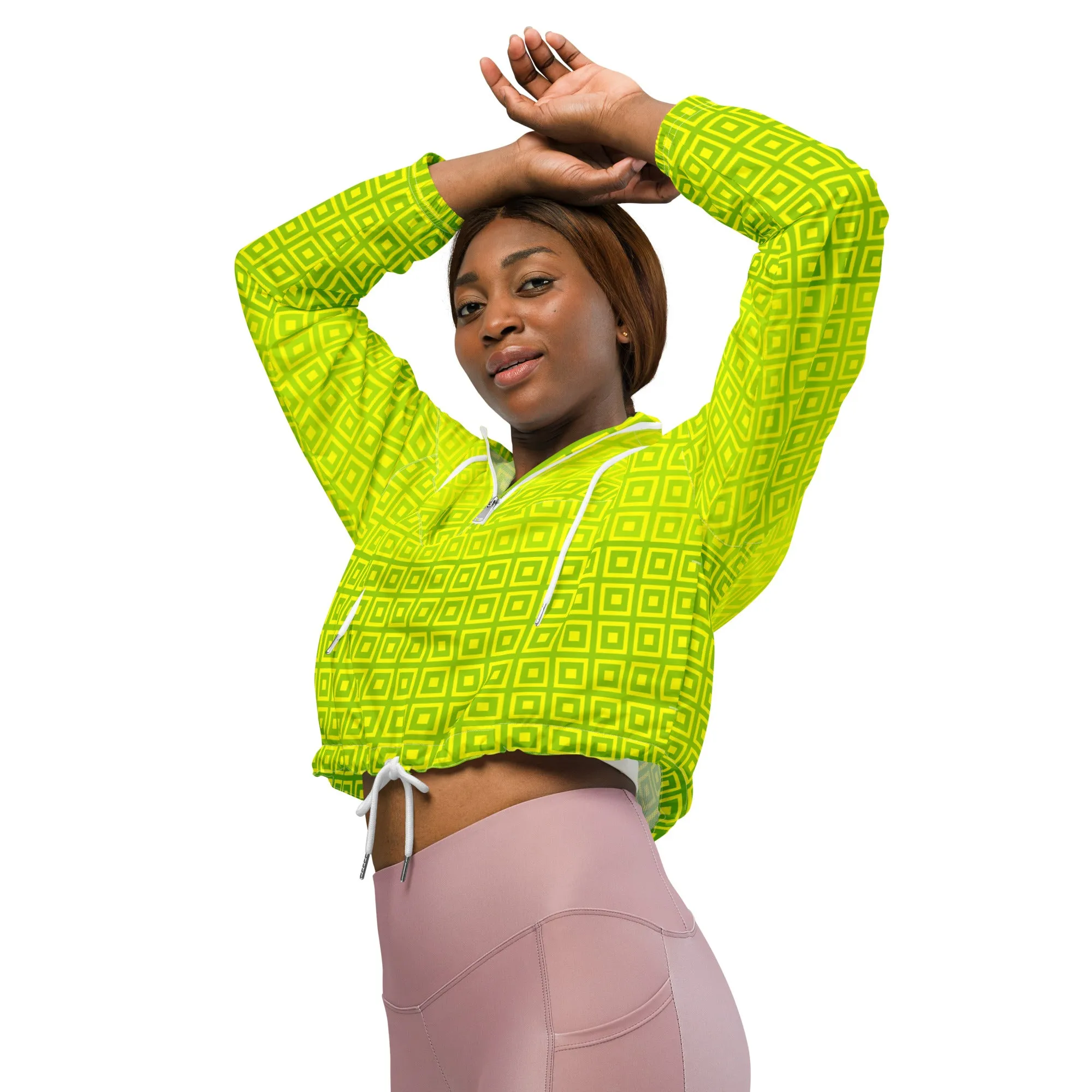 Lime Green Matrix Women’s cropped windbreaker