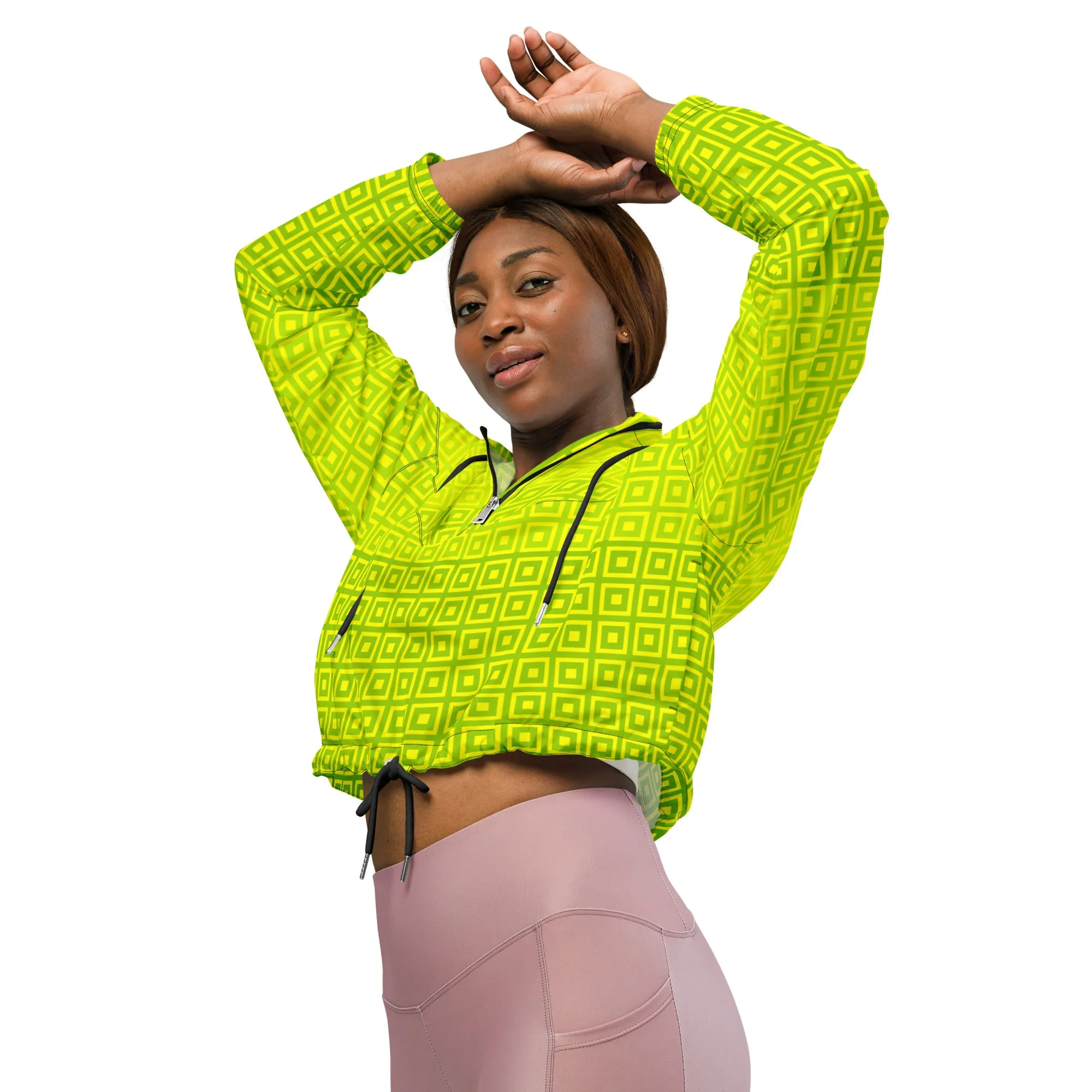 Lime Green Matrix Women’s cropped windbreaker