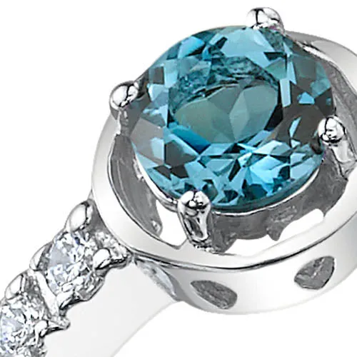 London Blue Topaz Round Cut Sterling Silver Ring Size 9