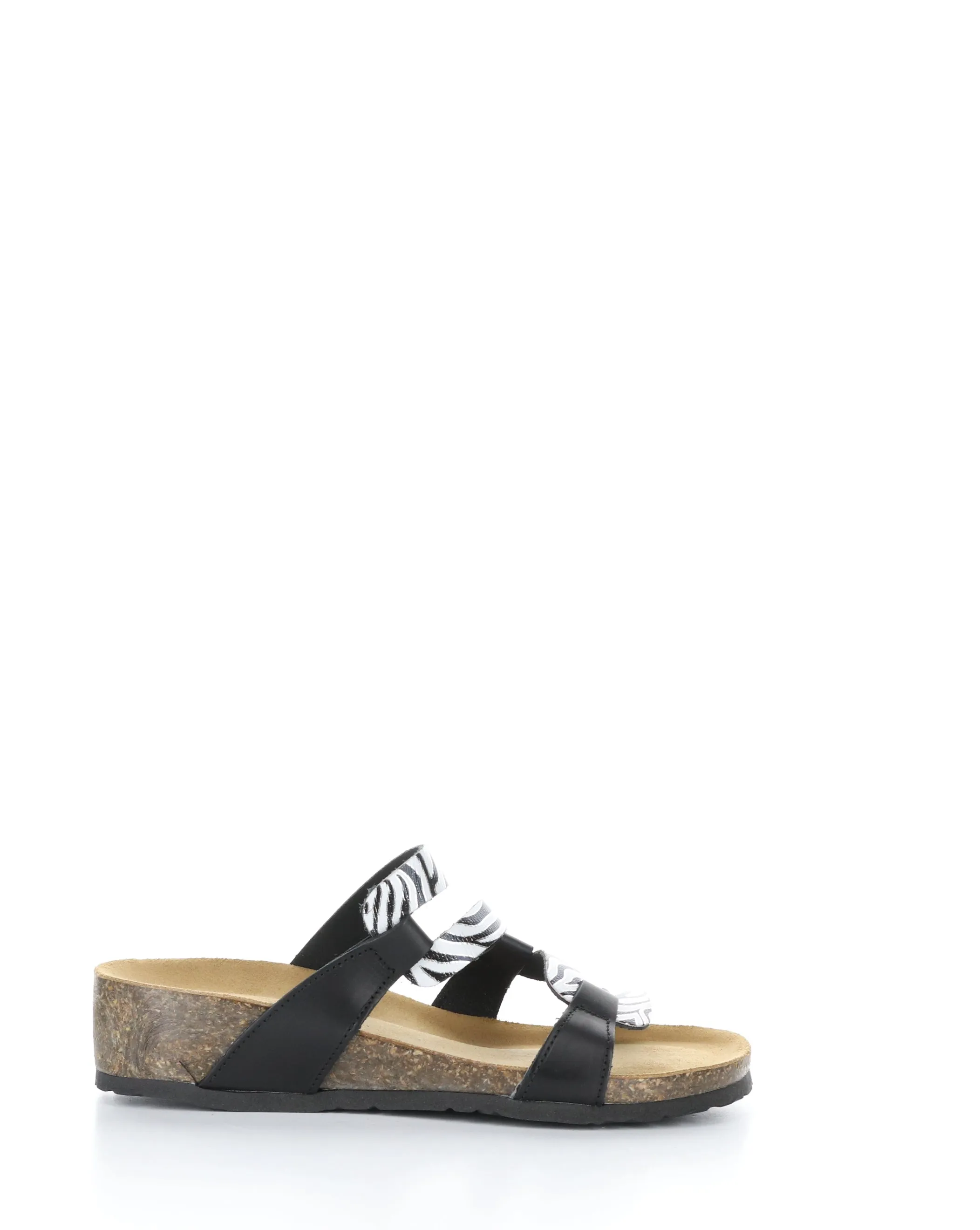 LUZZI BLACK/ZEBRA Slip-on Sandals