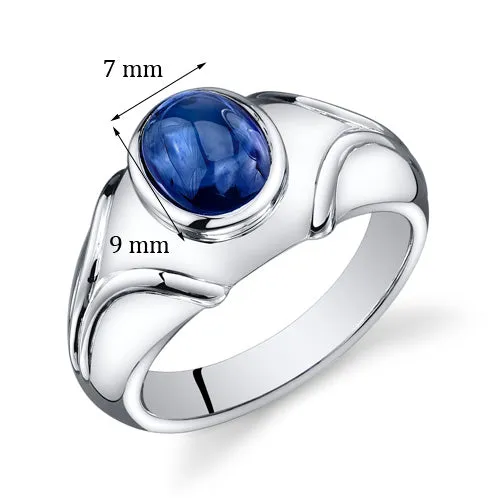 Mens 3.5 cts Sapphire Sterling Silver Ring Size 9