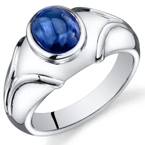 Mens 3.5 cts Sapphire Sterling Silver Ring Size 9