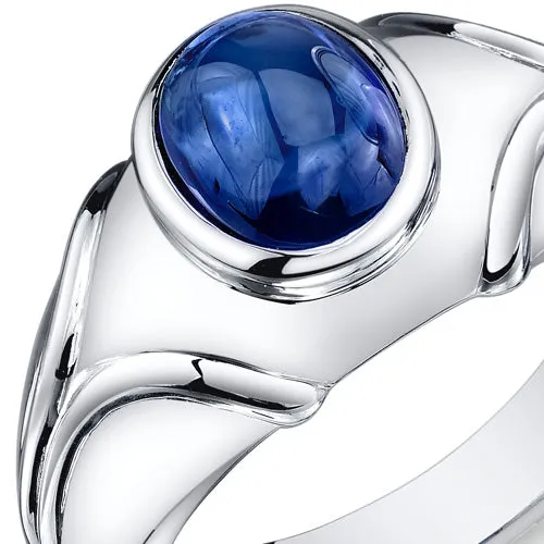 Mens 3.5 cts Sapphire Sterling Silver Ring Size 9