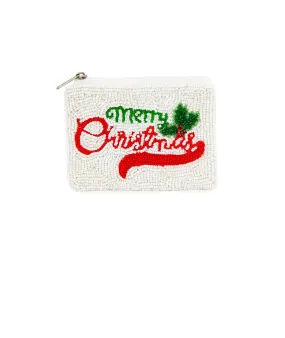 Merry Christmas Beaded Pouch