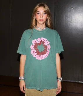 Merry Christmas Circle Green Tee