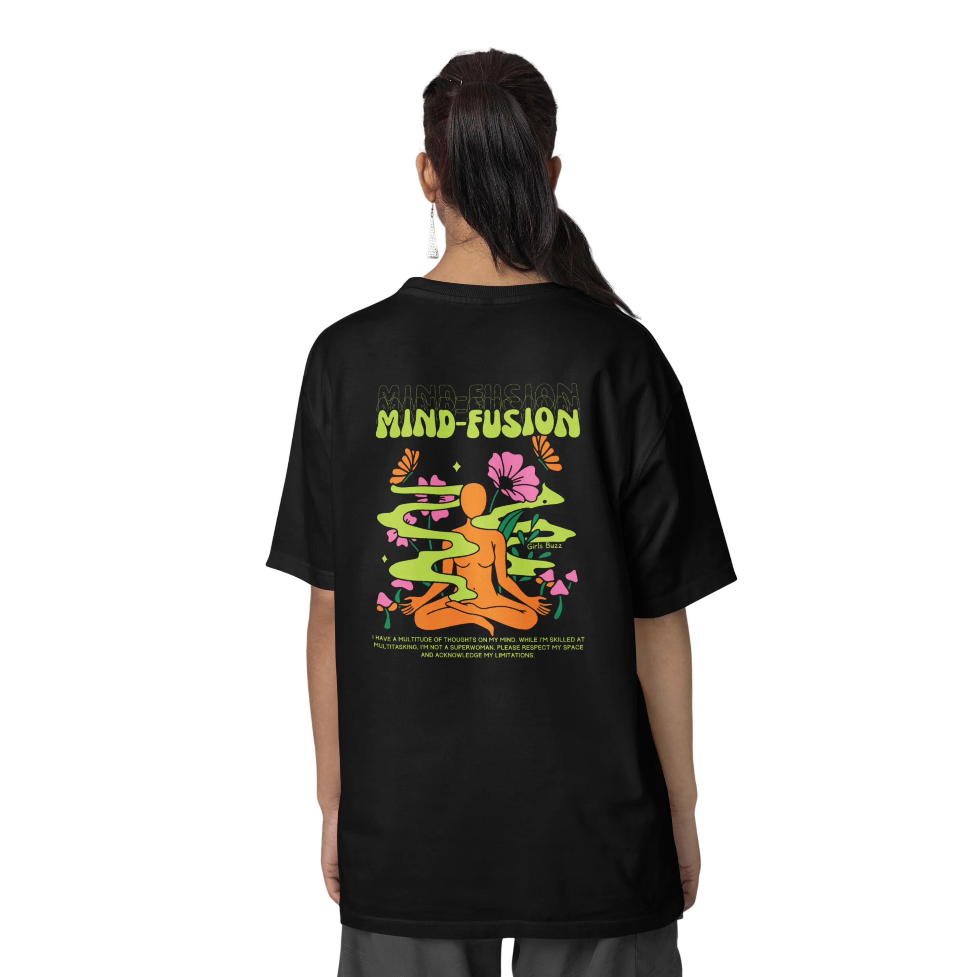 Mind Fusion Back Printed Oversized Tee