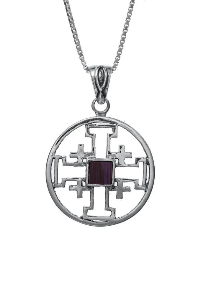 Nano Sim NT Round Silver Pendant - The Jerusalem Cross